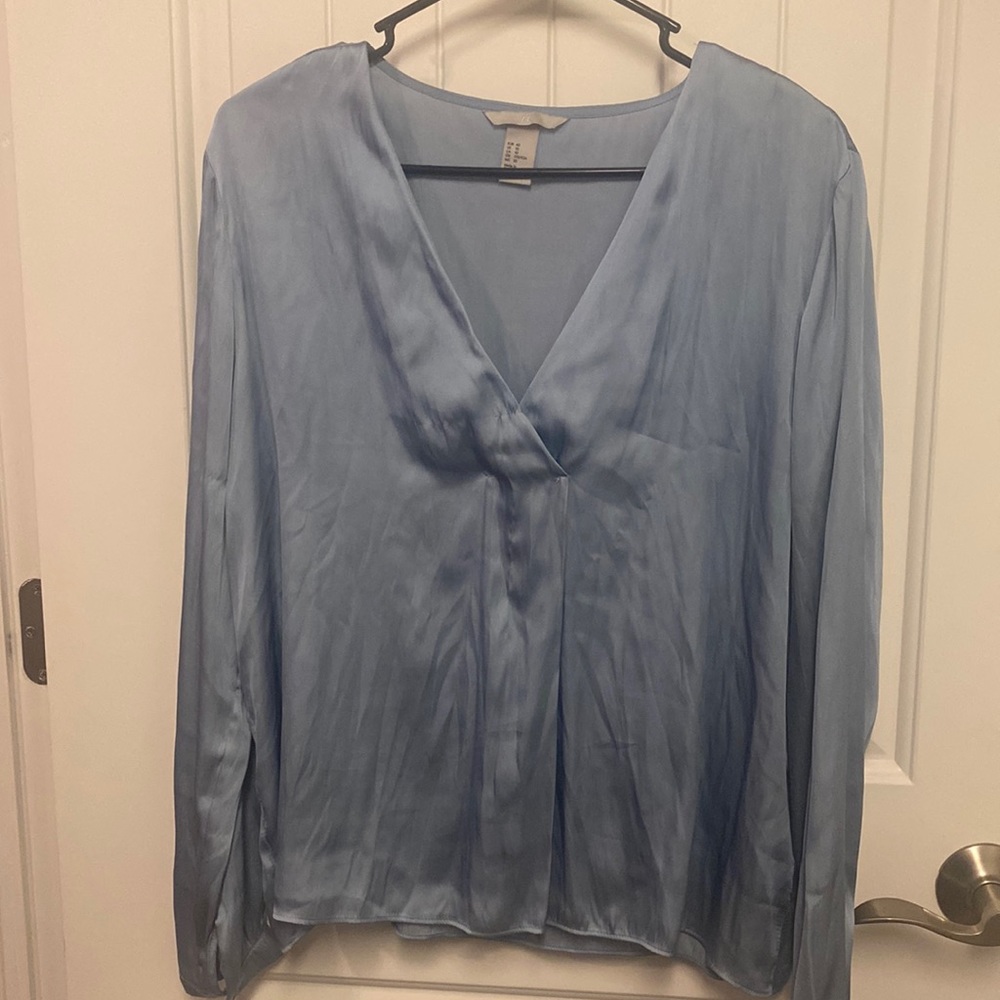 Blue Satin H&M Blouse / Top Size 10